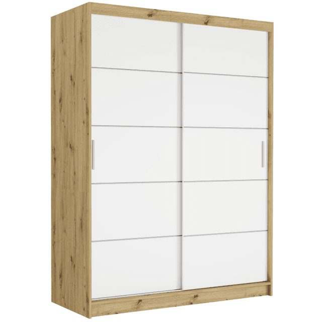 Posuvná skriňa Rivano IV 150 cm artisan 2-dverová biele strieborné priečky