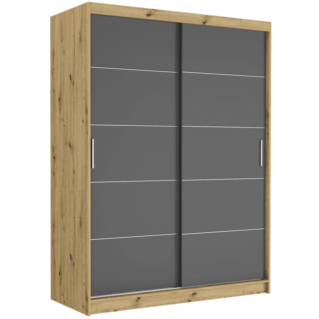Posuvná skriňa Rivano IV 150 cm artisan 2-dverová antracit strieborné priečky