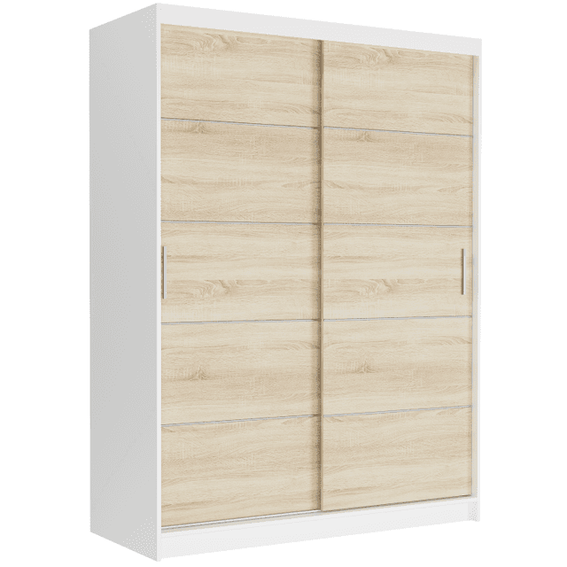 Posuvná skriňa Rivano IV 150 cm biela 2-dverová sonoma strieborné priečky