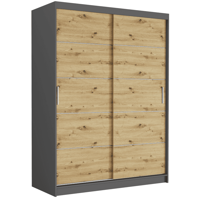 Posuvná skriňa Rivano IV 150 cm antracit 2-dverová artisan strieborné priečky