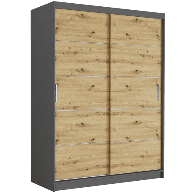 Posuvná skriňa Rivano IV 150 cm antracit 2-dverová artisan strieborné priečky