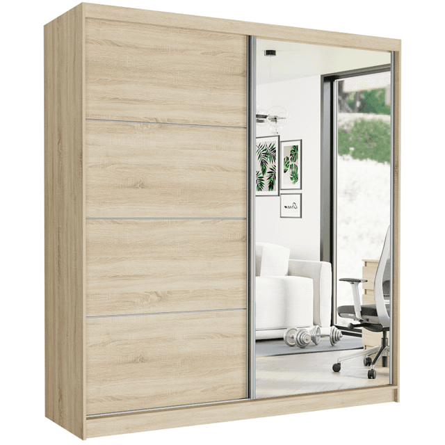Posuvná skriňa Tivaro VIII 203 cm sonoma so zrkadlom 2-dverová sonoma so striebornými lištami