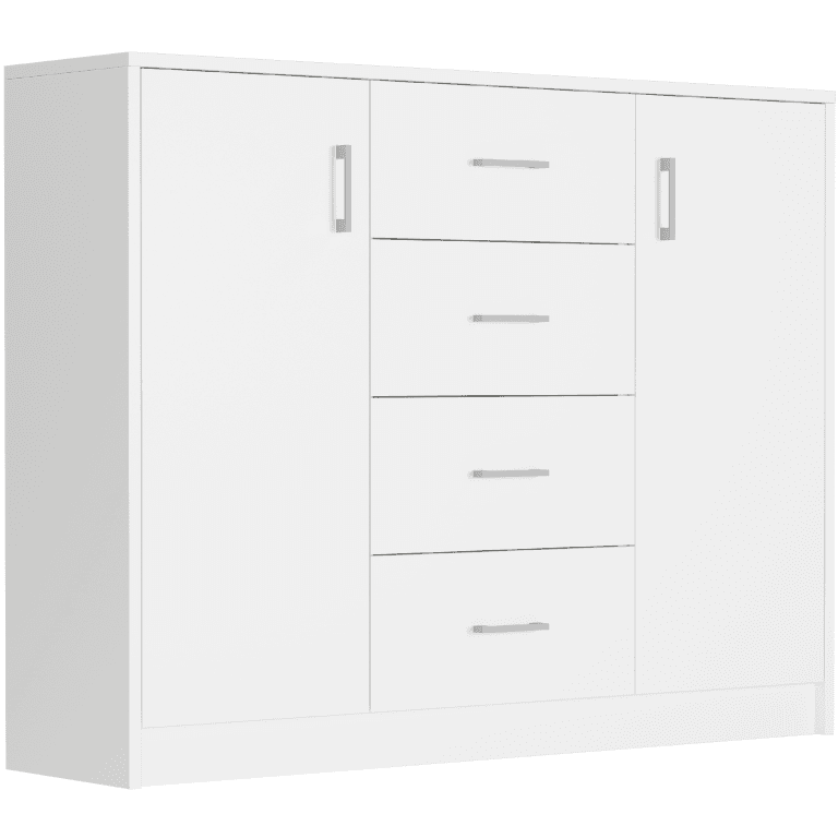Komoda pod televízor s zásuvkami a skrinkami biela 110 x 35 x 85 cm - Modern U1