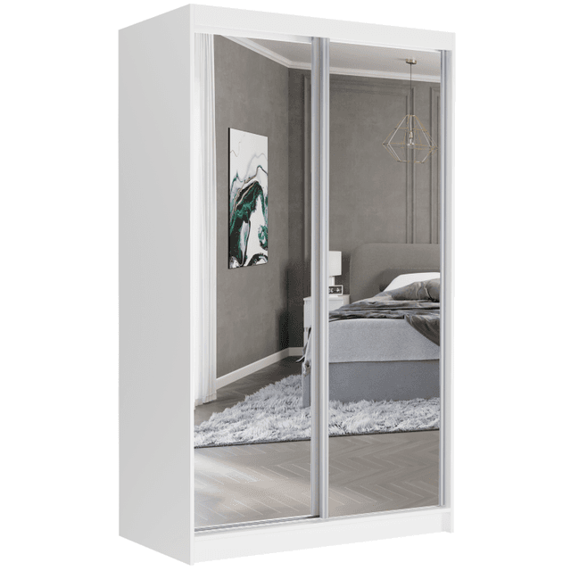 Posuvná skriňa Vega II 120 cm biela s 2 zrkadlami 2-dverová