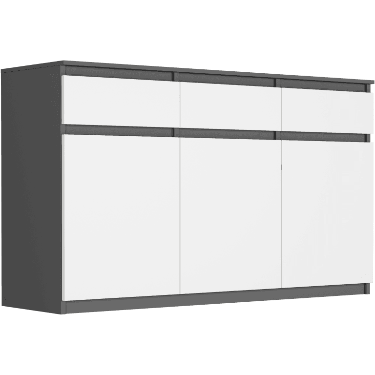 Komoda 3 dverová s 3 zásuvkami mix antracit 120 x 98 x 40 cm Modern S3 – video produktu
