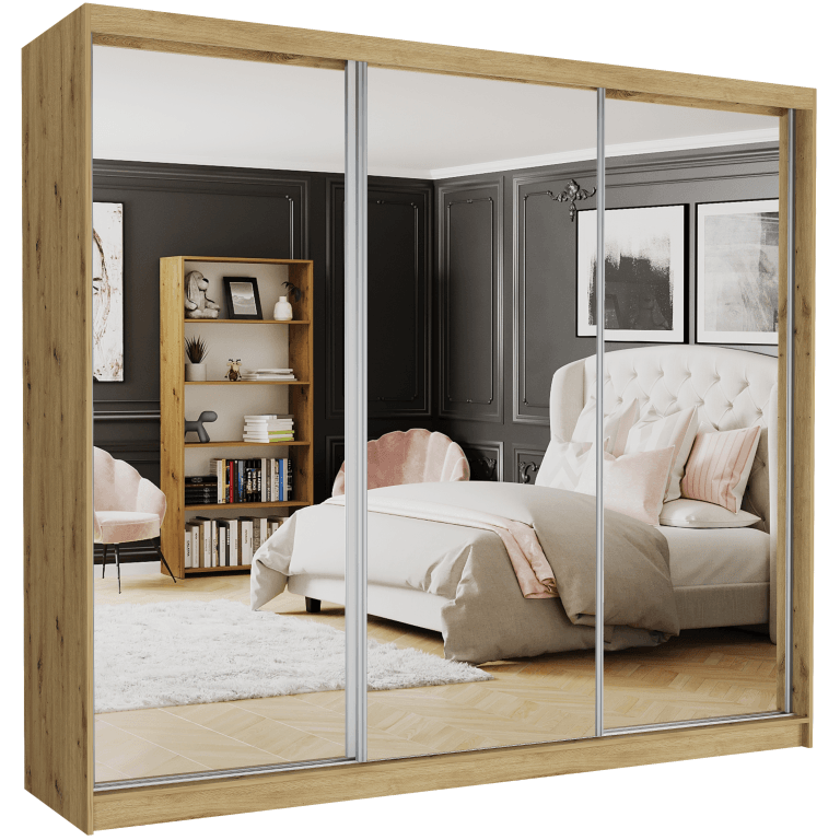 Posuvná skriňa Norvio V 250 cm artisan s 3 zrkadlami 3-dverová – fotografia 1