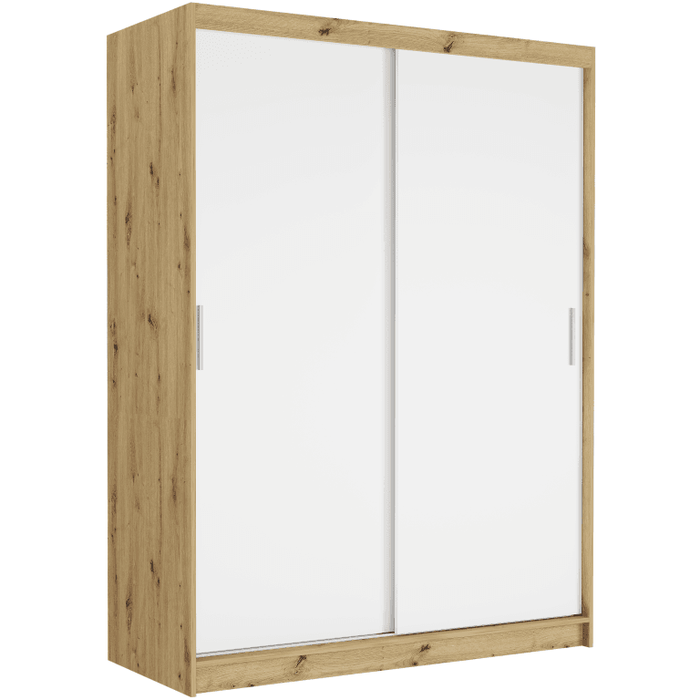 Posuvná skriňa Rivano III 150 cm artisan 2-dverová biela – fotografia 1