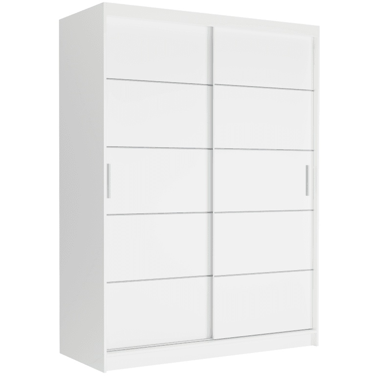 Biela matná posuvná skriňa so šprosami 150 x 200 x 60 cm - Rivano IV – fotografia 1