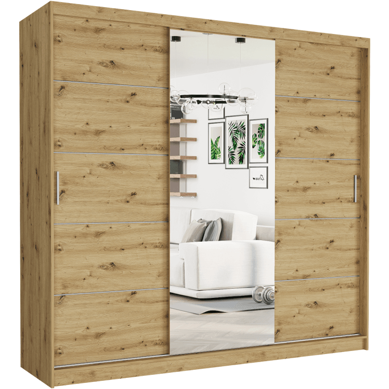 Posuvná skriňa 230 so zrkadlom dub artisan 233 x 218 x 60 cm - SELVIO I – fotografia 1