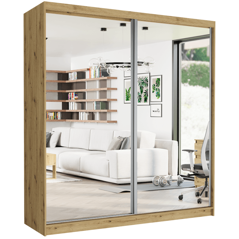 Posuvná skriňa Tivaro II 203 cm artisan s 2 zrkadlami 2-dverová – fotografia 1
