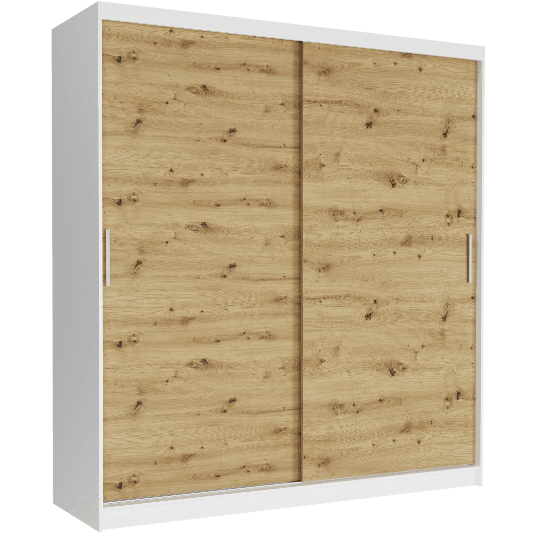 Posuvná skriňa Tivaro VI 203 cm biela 2-dverová artisan – fotografia 1