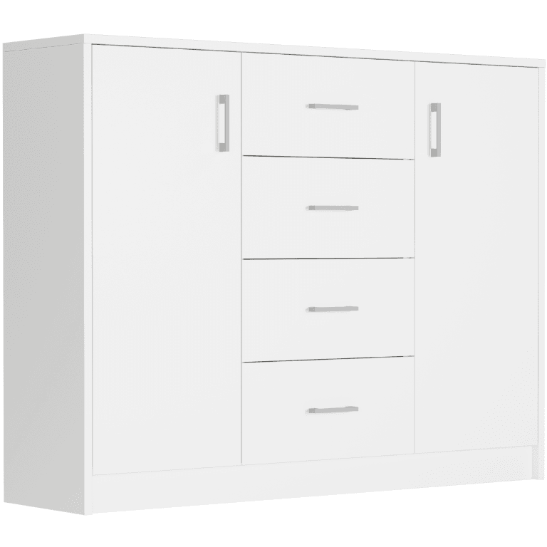 Komoda pod televízor s zásuvkami a skrinkami biela 110 x 35 x 85 cm - Modern U1 – fotografia 1