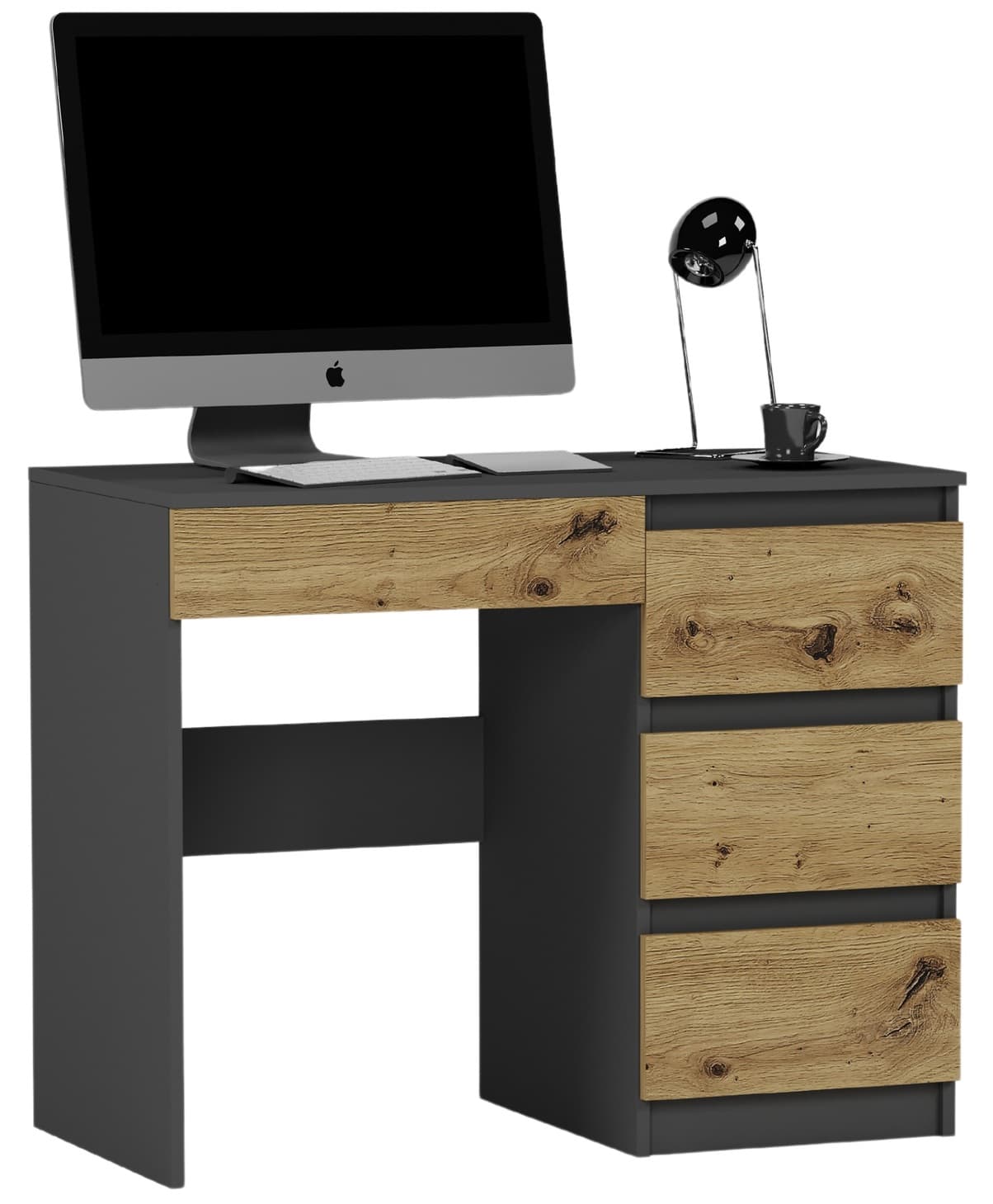 Malý stôl so zásuvkami, pravý, antracit, MIX Artisan, 90 x 50 cm, Modern N34 – video produktu